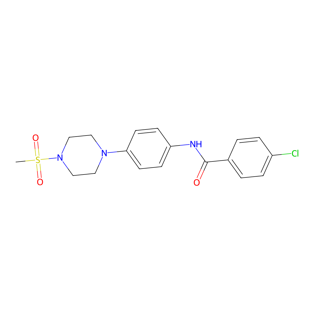 4-chloro-N-[4-(4-methylsulfonylpiperazin-1-yl)phenyl]benzamide molecular structure, CAS 674352-53-5