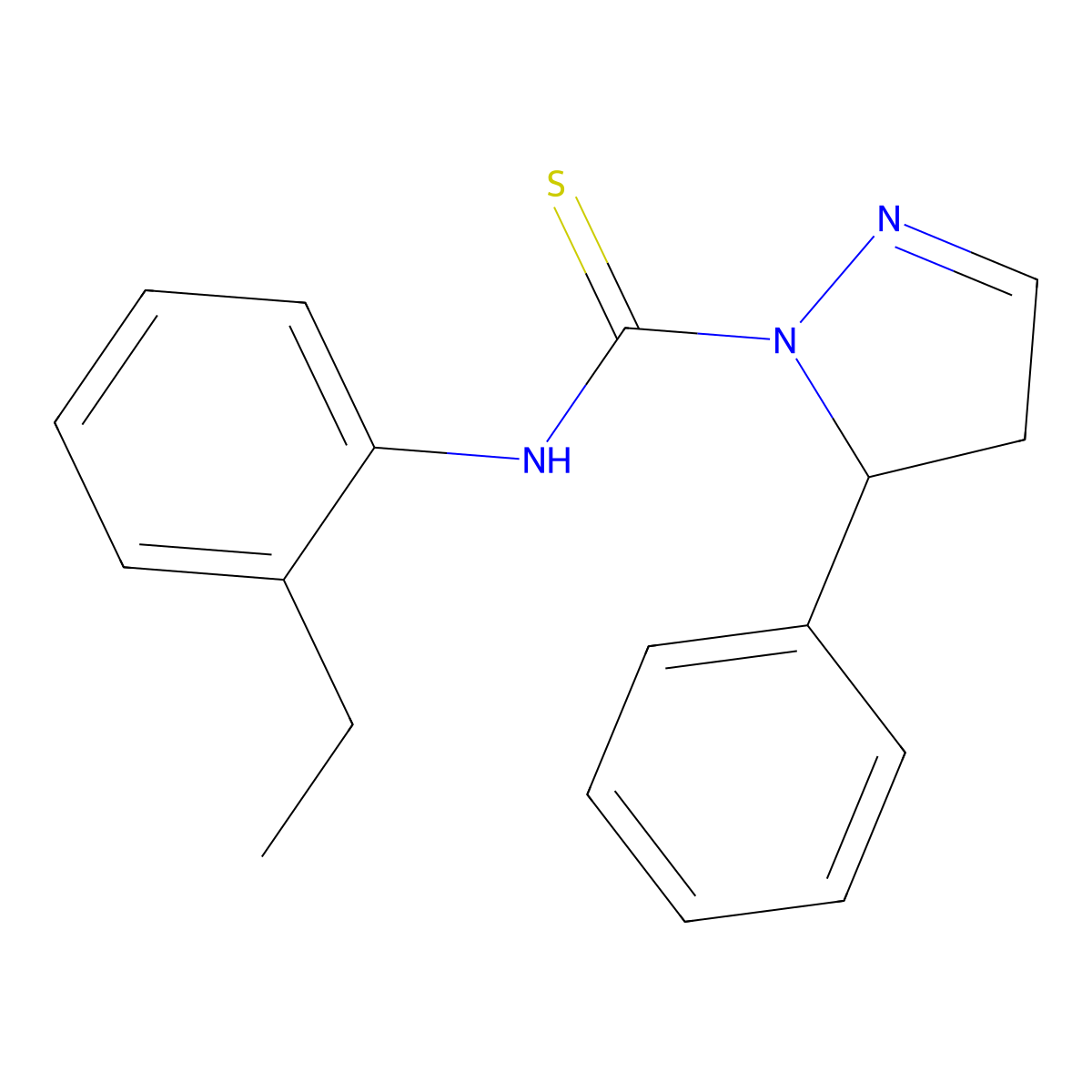 N-(2-ethylphenyl)-5-phenyl-4,5-dihydro-1H-pyrazole-1-carbothioamide molecular structure, CAS 674353-26-5