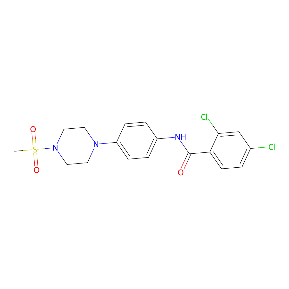 2,4-dichloro-N-[4-(4-methylsulfonylpiperazin-1-yl)phenyl]benzamide molecular structure, CAS 674353-37-8