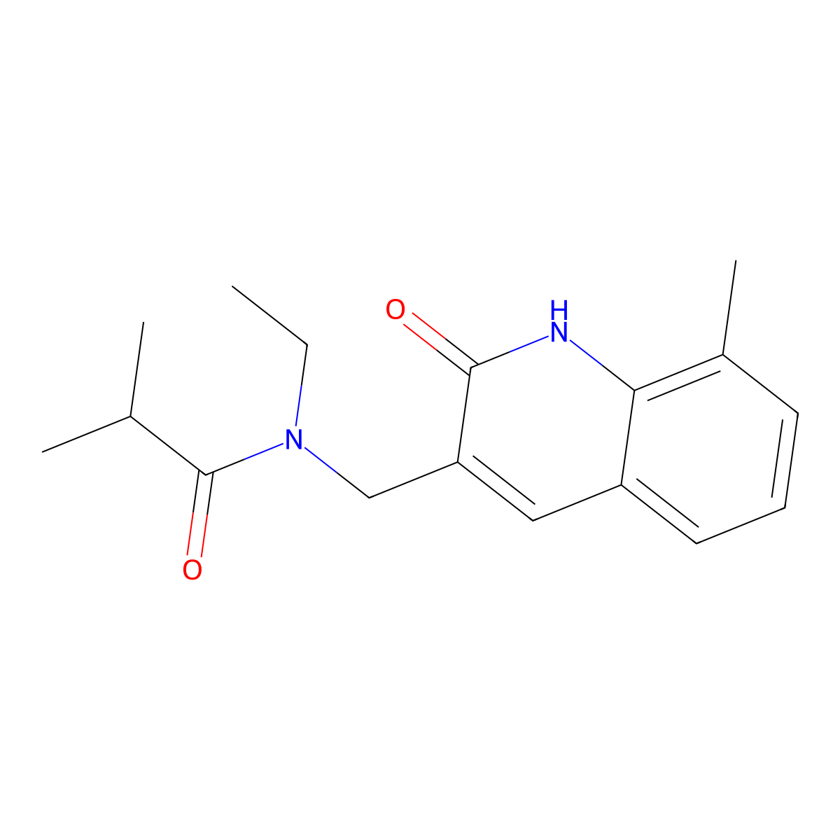 N-ethyl-2-methyl-N-[(8-methyl-2-oxo-1H-quinolin-3-yl)methyl]propanamide molecular structure, CAS 674353-54-9