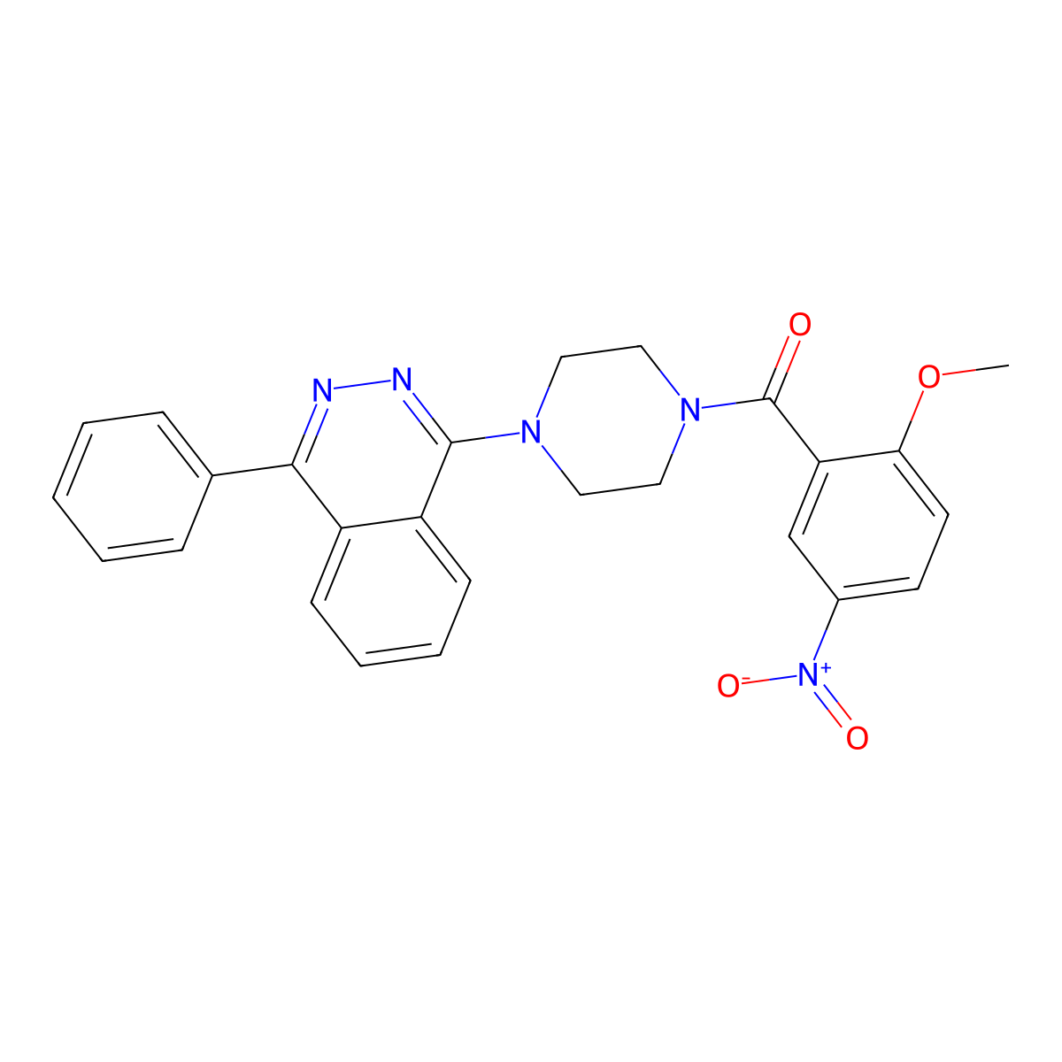 (2-Methoxy-5-nitrophenyl)-[4-(4-phenylphthalazin-1-yl)piperazin-1-yl]methanone molecular structure, CAS 674354-47-3