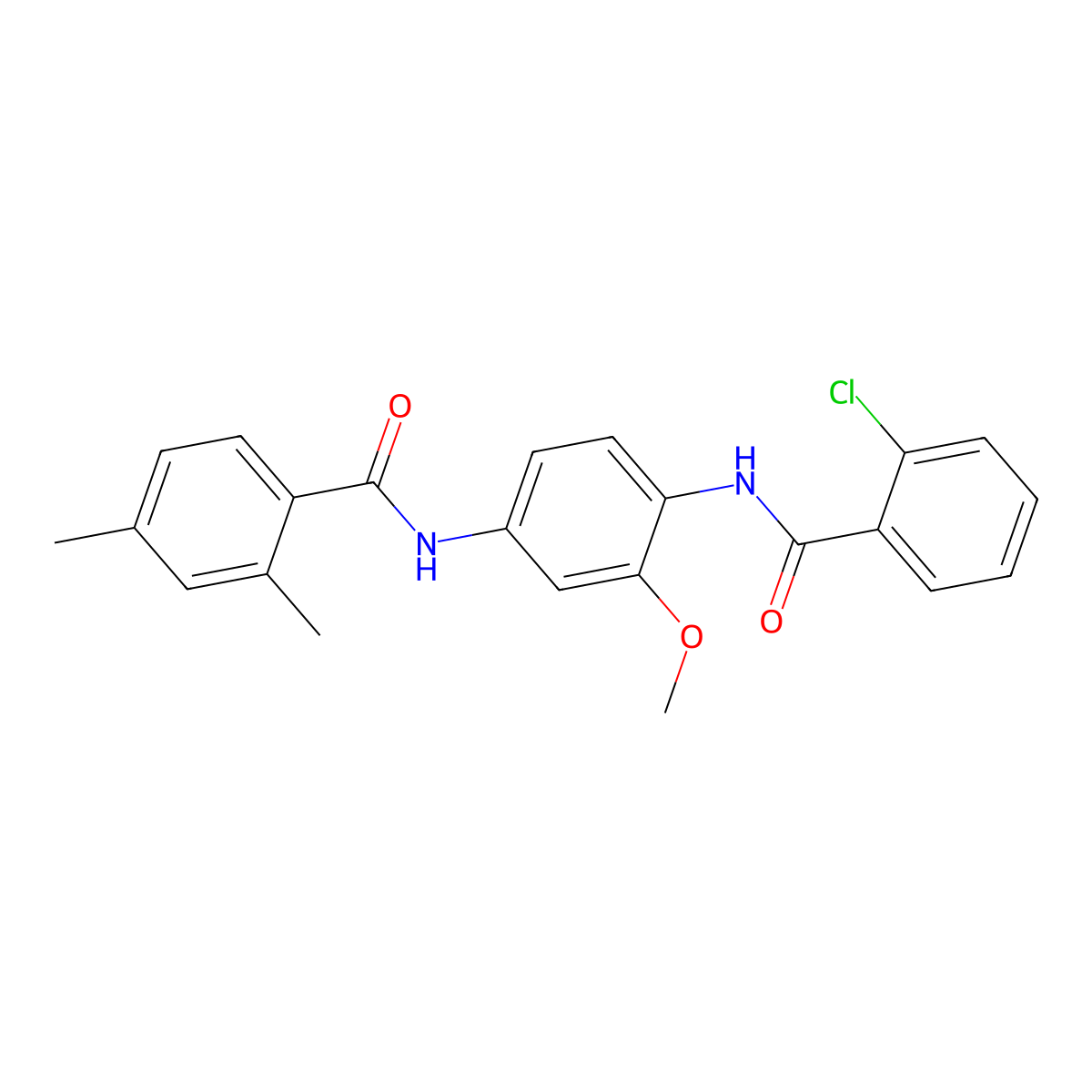 N-[4-[(2-chlorobenzoyl)amino]-3-methoxyphenyl]-2,4-dimethylbenzamide molecular structure, CAS 674355-18-1