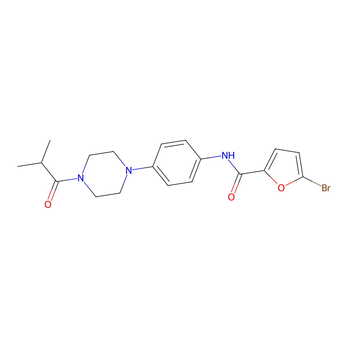5-bromo-N-[4-(4-isobutyryl-1-piperazinyl)phenyl]-2-furamide molecular structure, CAS 674355-45-4