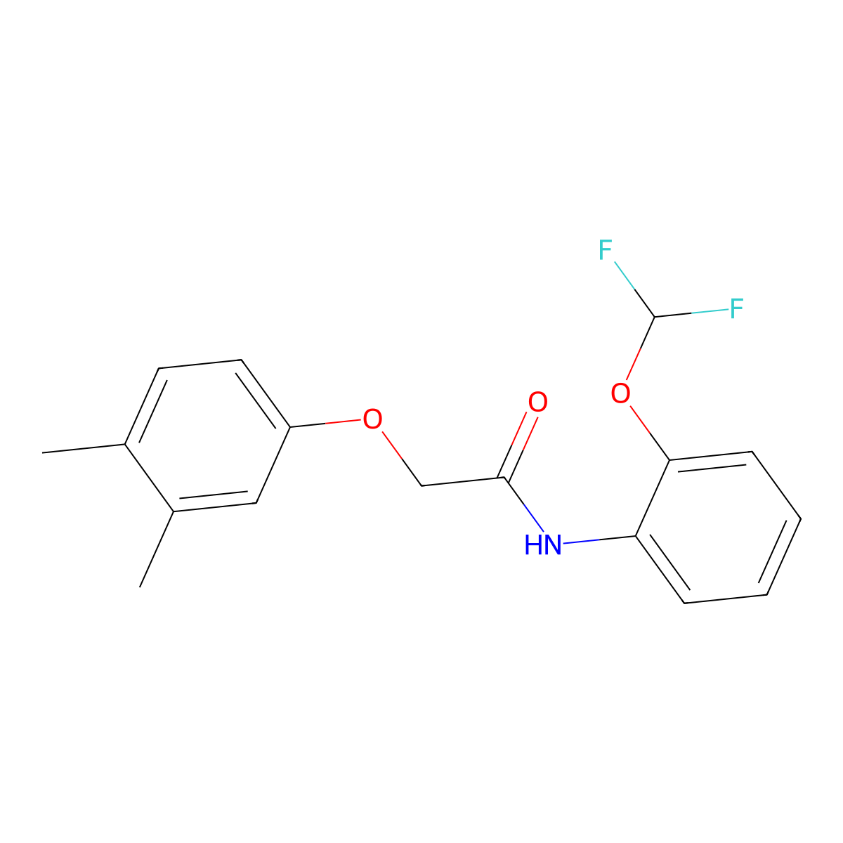 N-[2-(difluoromethoxy)phenyl]-2-(3,4-dimethylphenoxy)acetamide molecular structure, CAS 674355-59-0