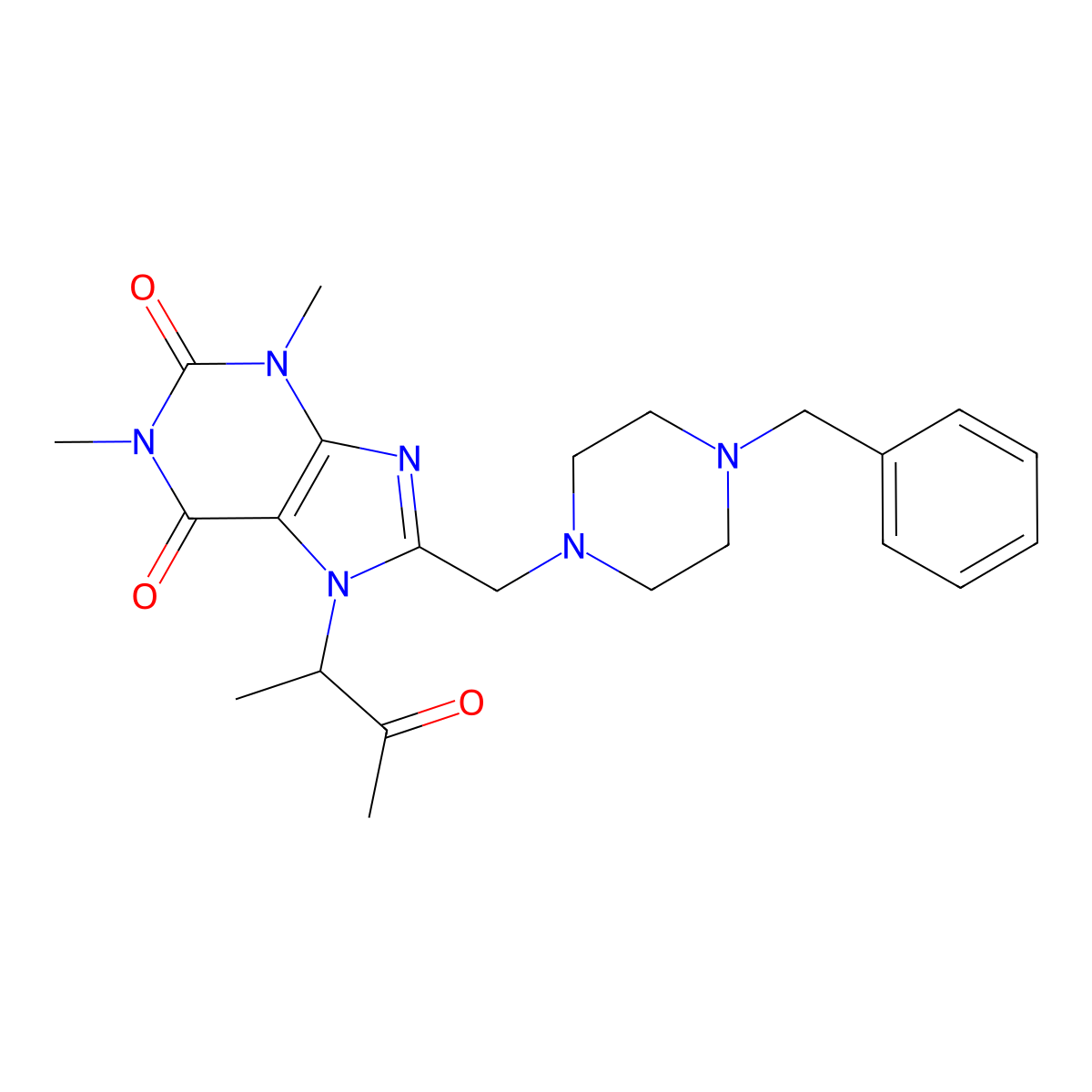 8-[(4-Benzylpiperazin-1-yl)methyl]-1,3-dimethyl-7-(3-oxobutan-2-yl)purine-2,6-dione molecular structure, CAS 674356-25-3