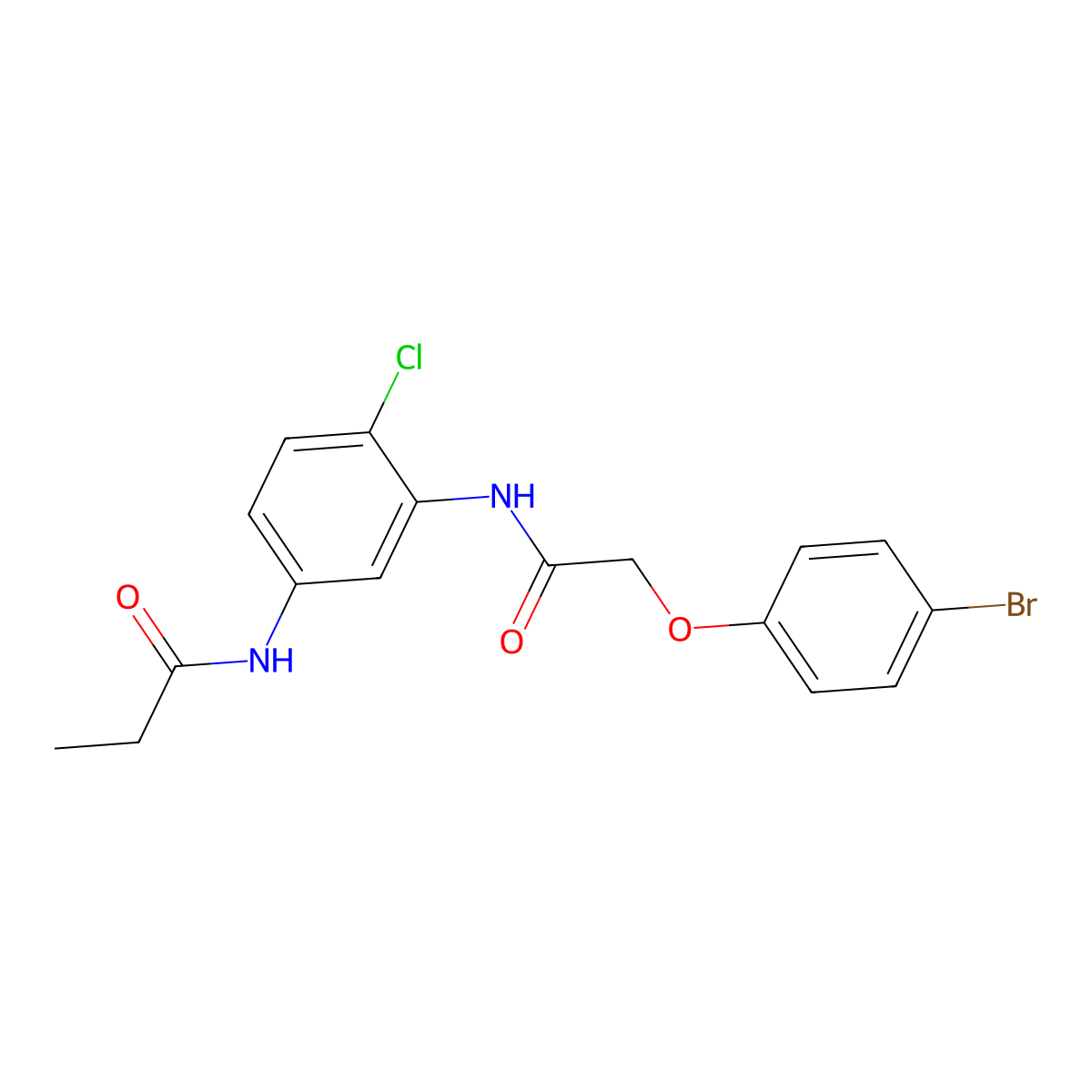 N-[3-[[2-(4-bromophenoxy)acetyl]amino]-4-chlorophenyl]propanamide molecular structure, CAS 674357-04-1