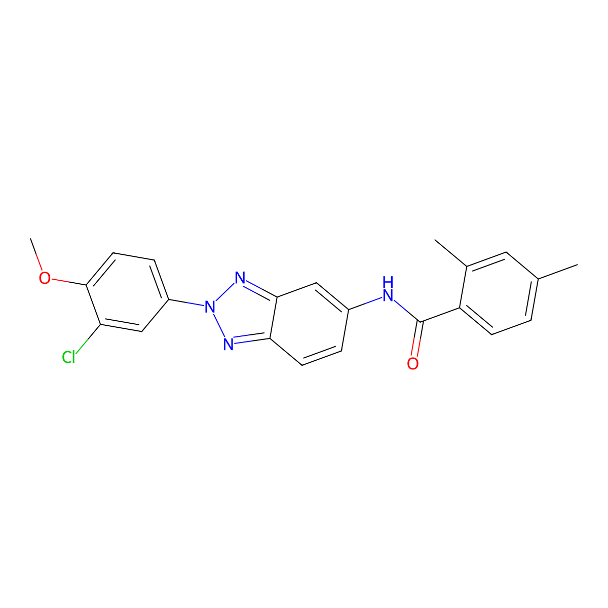 N-[2-(3-chloro-4-methoxyphenyl)benzotriazol-5-yl]-2,4-dimethylbenzamide molecular structure, CAS 674357-20-1