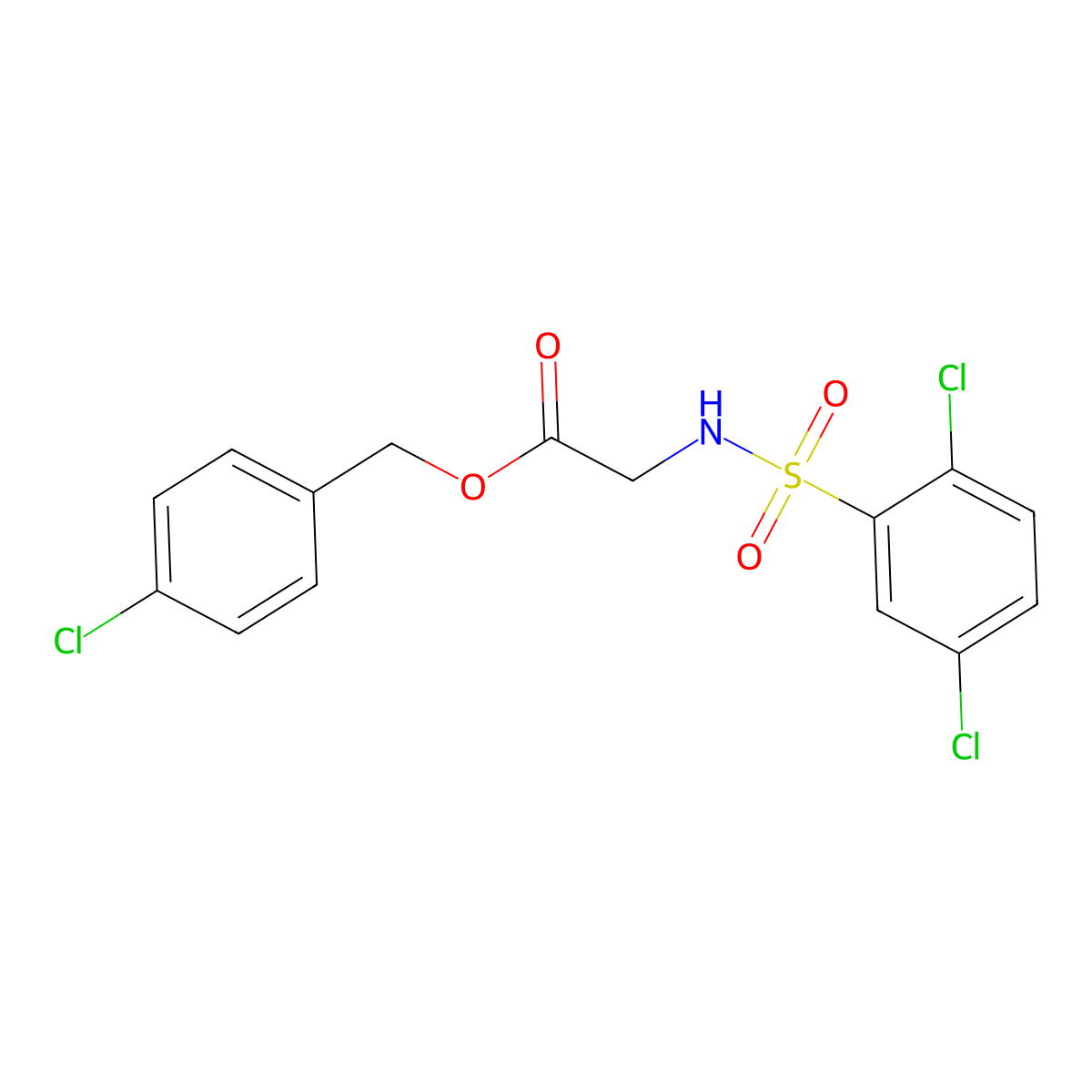 4-Chlorobenzyl {[(2,5-dichlorophenyl)sulfonyl]amino}acetate molecular structure, CAS 674357-31-4