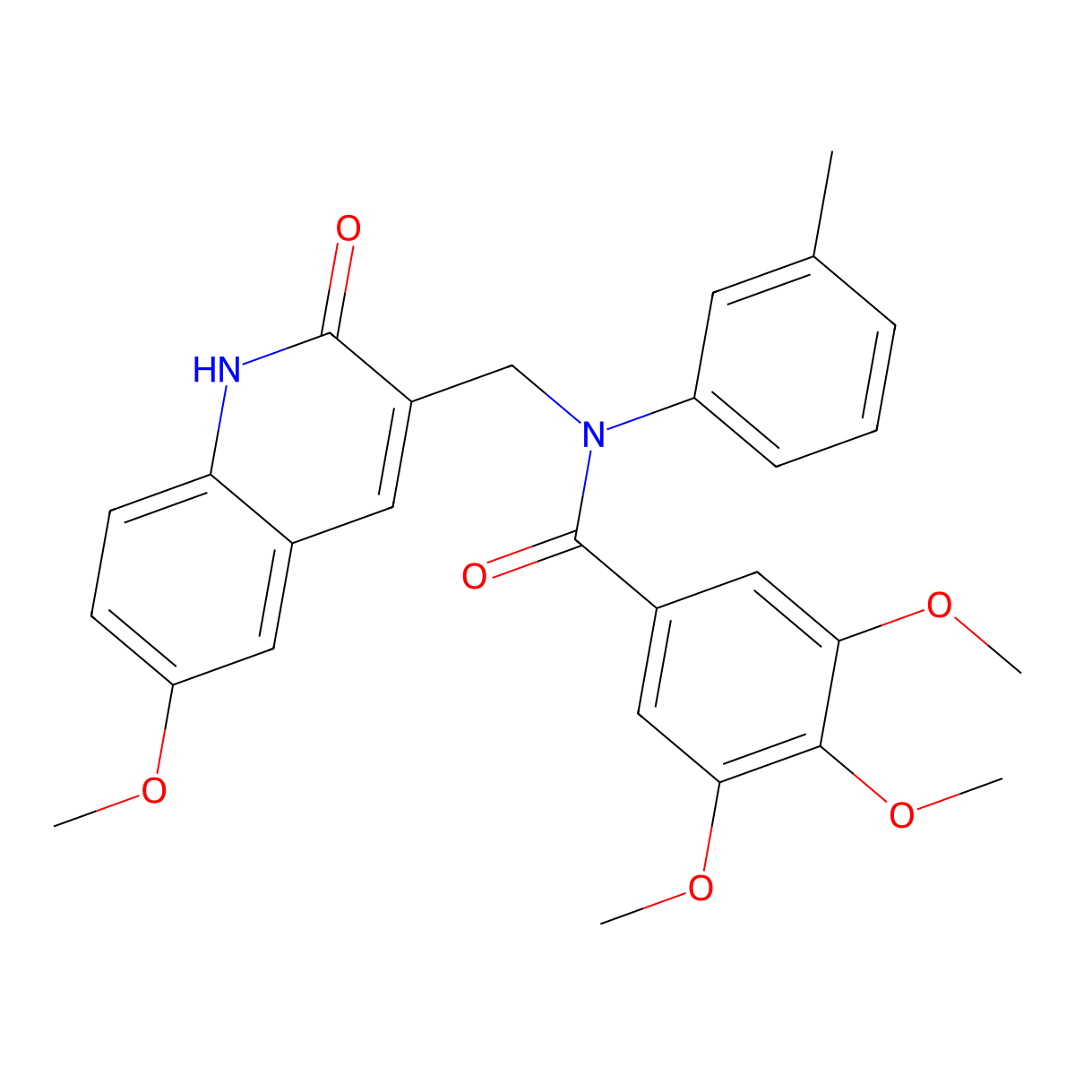 3,4,5-trimethoxy-N-[(6-methoxy-2-oxo-1H-quinolin-3-yl)methyl]-N-(3-methylphenyl)benzamide molecular structure, CAS 674357-41-6