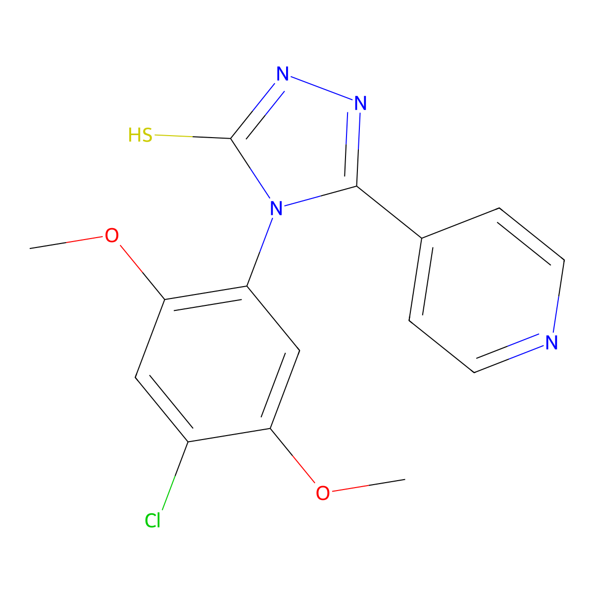 4-(4-chloro-2,5-dimethoxyphenyl)-5-(pyridin-4-yl)-4H-1,2,4-triazole-3-thiol molecular structure, CAS 674357-49-4