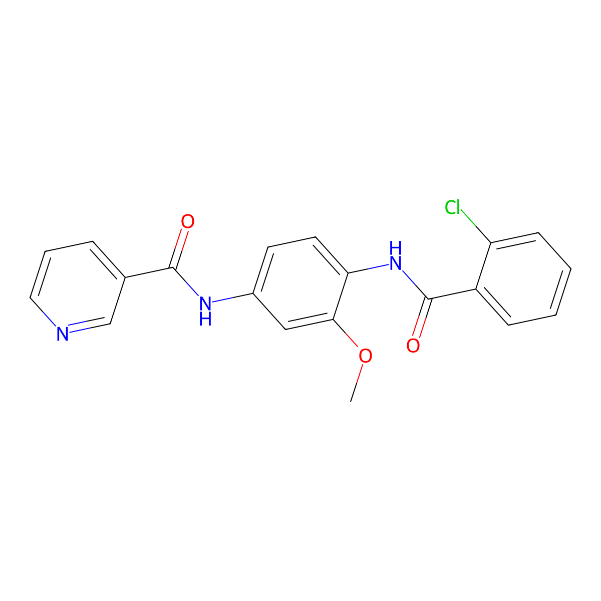 N-[4-(2-Chloro-benzoylamino)-3-methoxy-phenyl]-nicotinamide molecular structure, CAS 674357-59-6