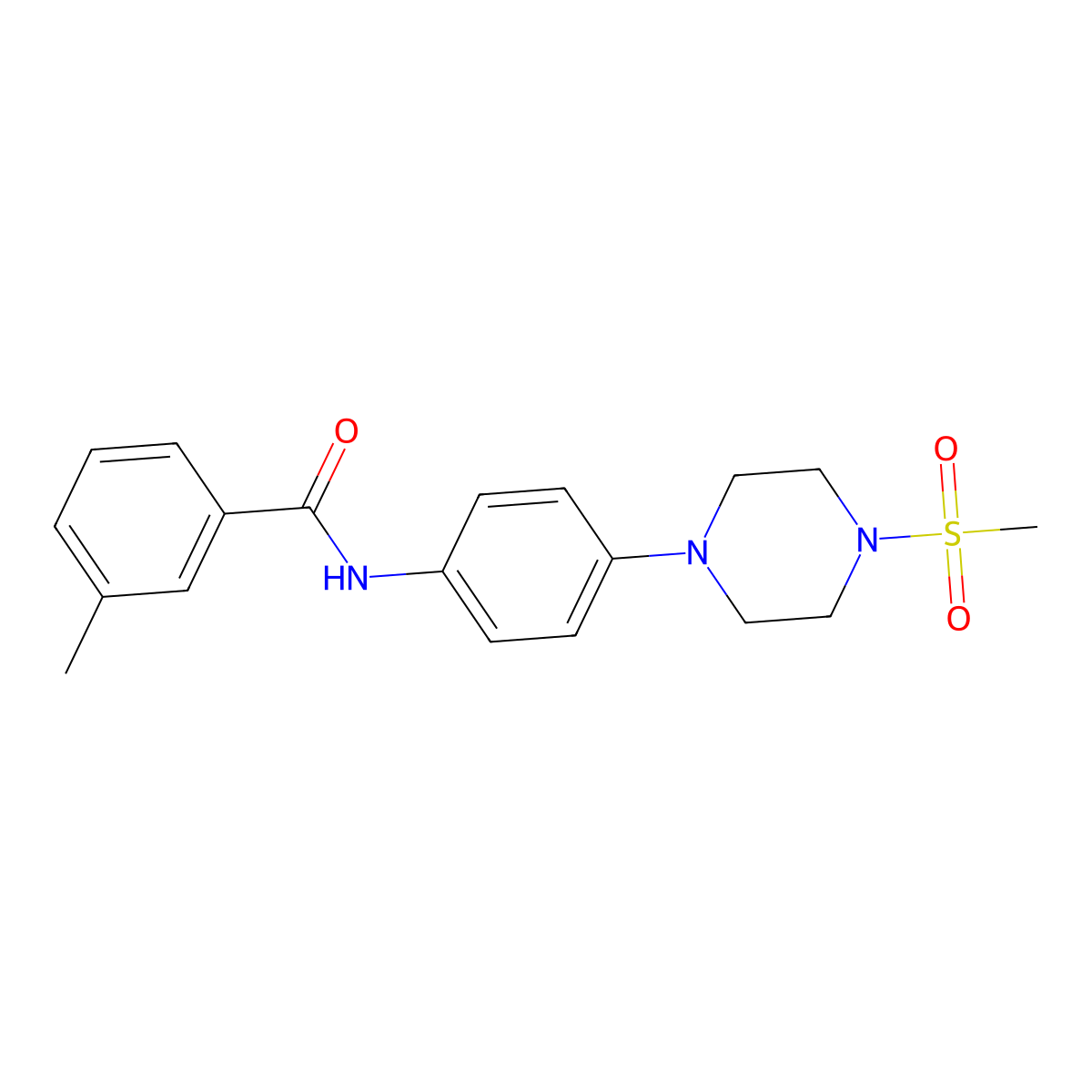 3-methyl-N-[4-(4-methylsulfonylpiperazin-1-yl)phenyl]benzamide molecular structure, CAS 674358-11-3