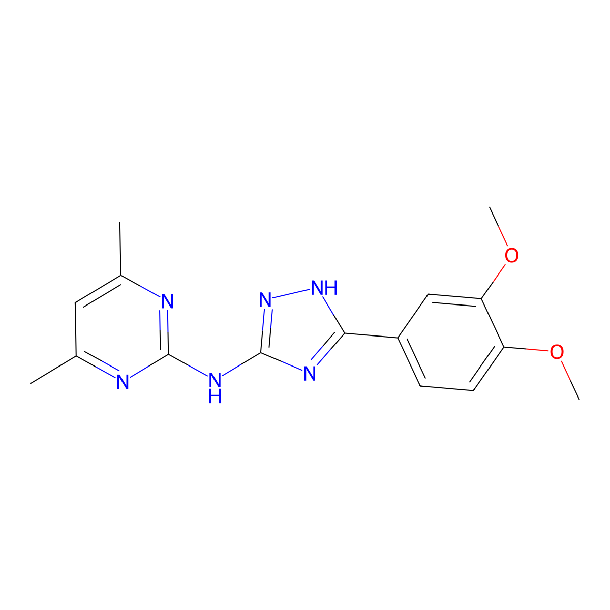 N-[5-(3,4-dimethoxyphenyl)-1H-1,2,4-triazol-3-yl]-4,6-dimethylpyrimidin-2-amine molecular structure, CAS 674359-39-8