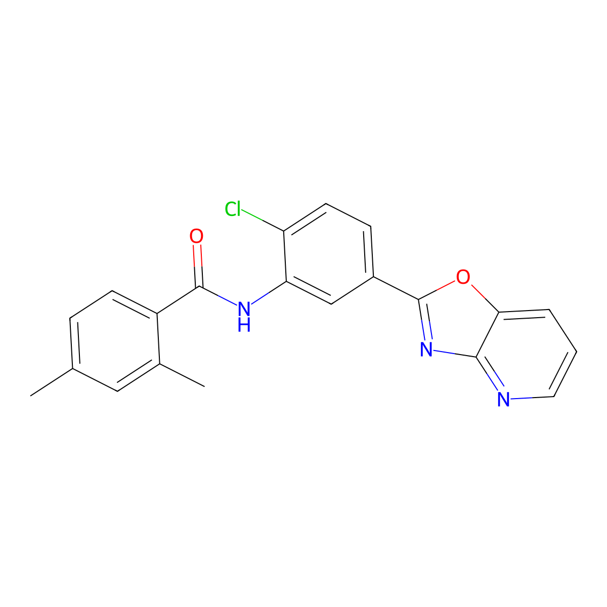 N-(2-chloro-5-[1,3]oxazolo[4,5-b]pyridin-2-ylphenyl)-2,4-dimethylbenzamide molecular structure, CAS 674359-52-5