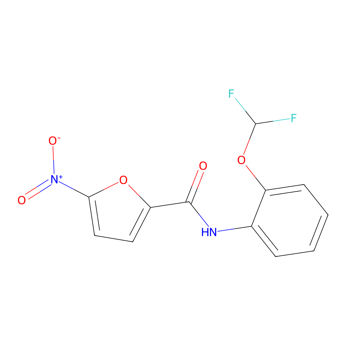 N-[2-(difluoromethoxy)phenyl]-5-nitrofuran-2-carboxamide molecular structure, CAS 674359-55-8