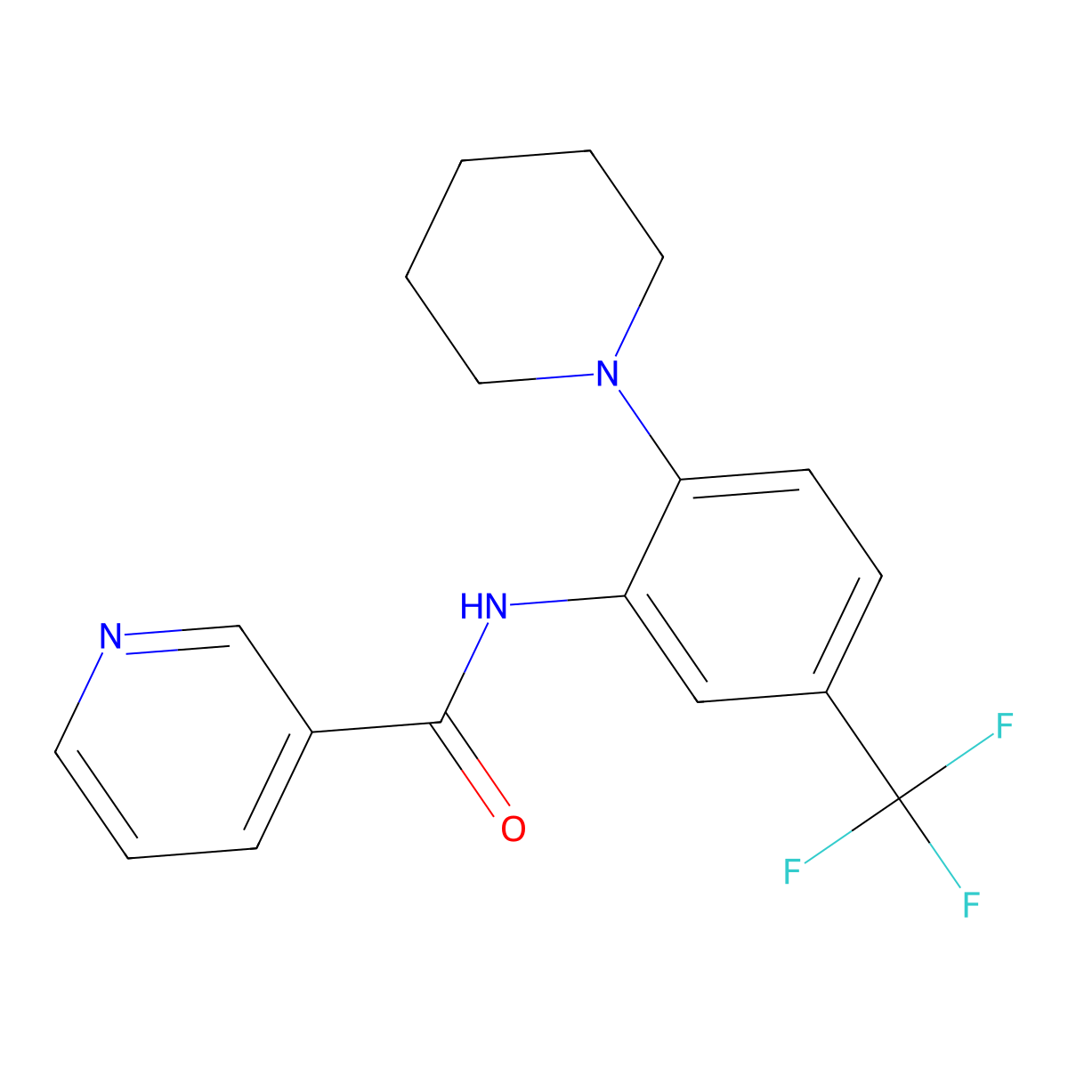 N-[2-(1-piperidinyl)-5-(trifluoromethyl)phenyl]nicotinamide molecular structure, CAS 674360-18-0