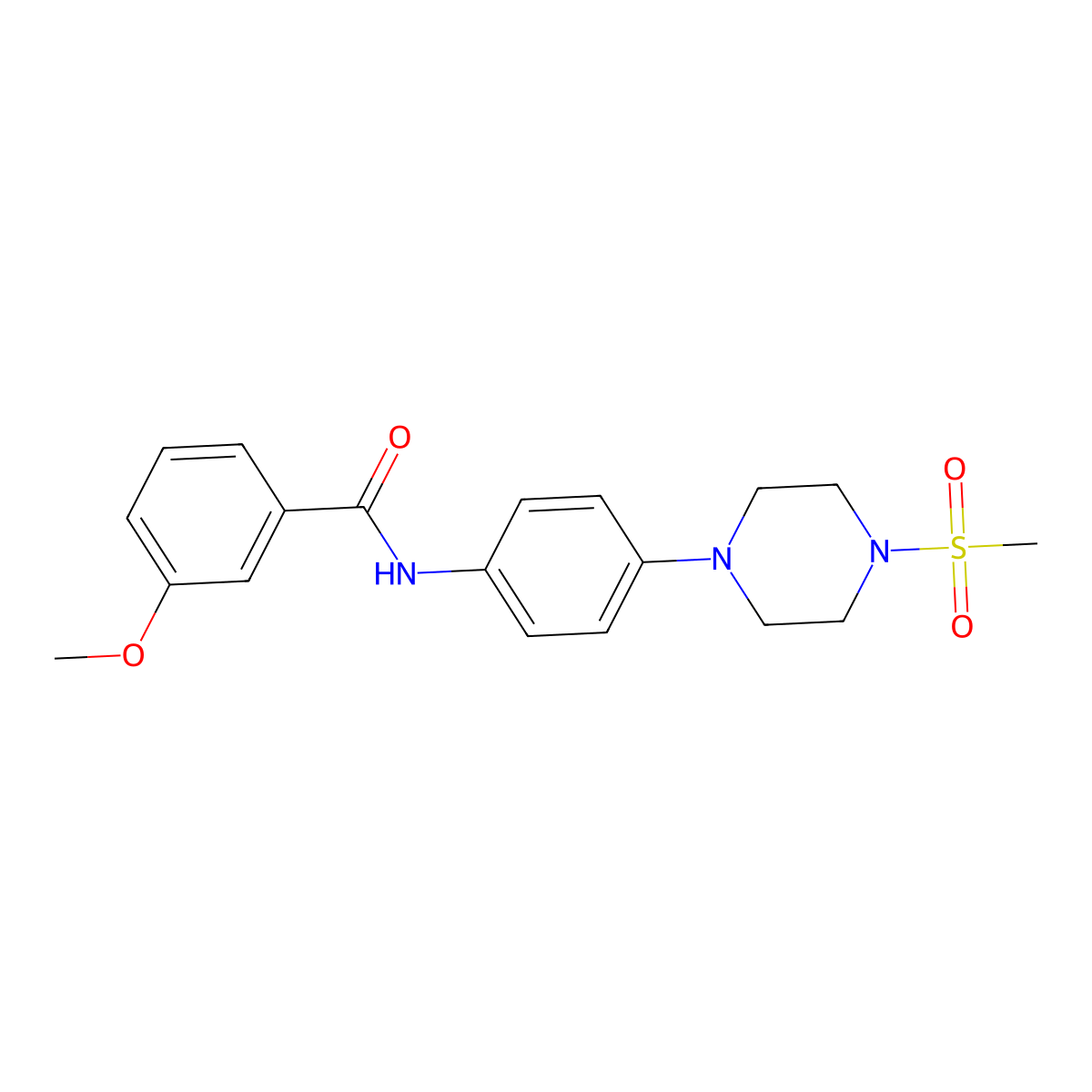 3-methoxy-N-[4-(4-methylsulfonylpiperazin-1-yl)phenyl]benzamide molecular structure, CAS 674360-40-8