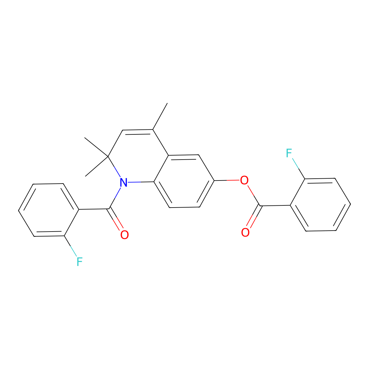1-[(2-Fluorophenyl)carbonyl]-2,2,4-trimethyl-1,2-dihydroquinolin-6-yl 2-fluorobenzoate molecular structure, CAS 674361-31-0