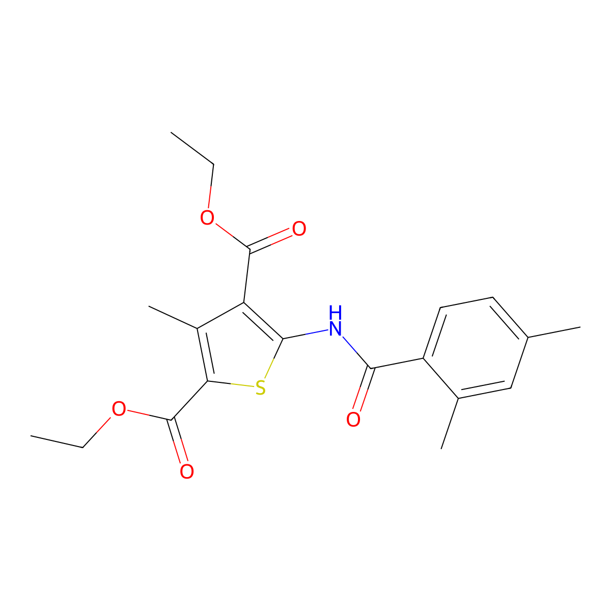Diethyl 5-(2,4-dimethylbenzamido)-3-methylthiophene-2,4-dicarboxylate molecular structure, CAS 674361-57-0