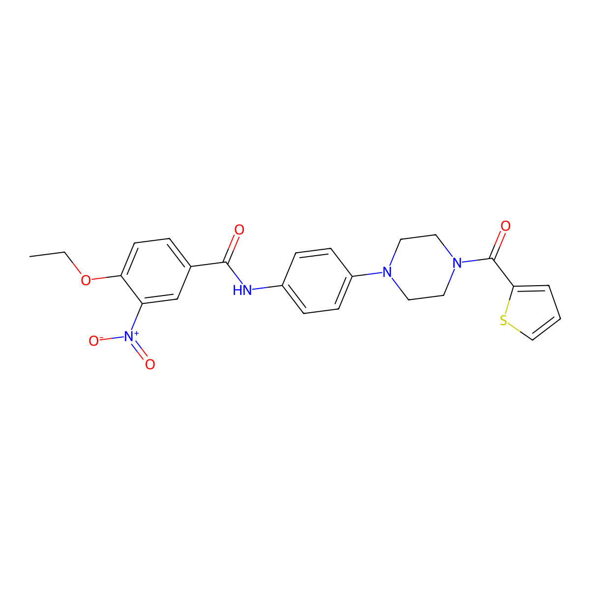 4-ethoxy-3-nitro-N-[4-[4-(thiophene-2-carbonyl)piperazin-1-yl]phenyl]benzamide molecular structure, CAS 674361-70-7