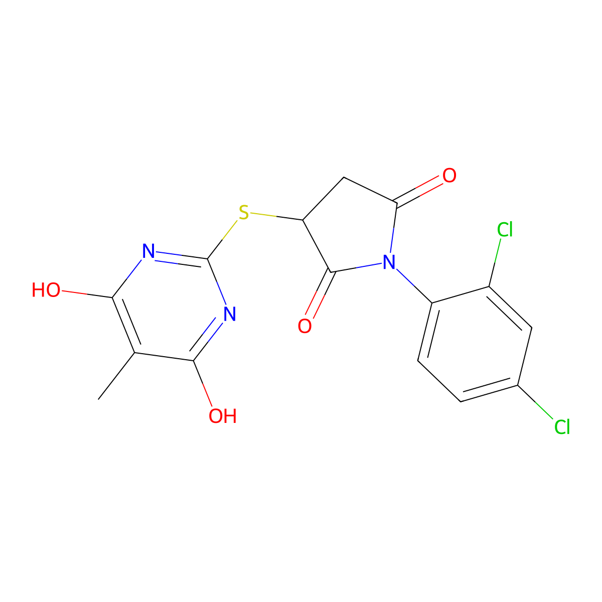 1-(2,4-dichlorophenyl)-3-[(4-hydroxy-5-methyl-6-oxo-1H-pyrimidin-2-yl)sulfanyl]pyrrolidine-2,5-dione molecular structure, CAS 674361-91-2