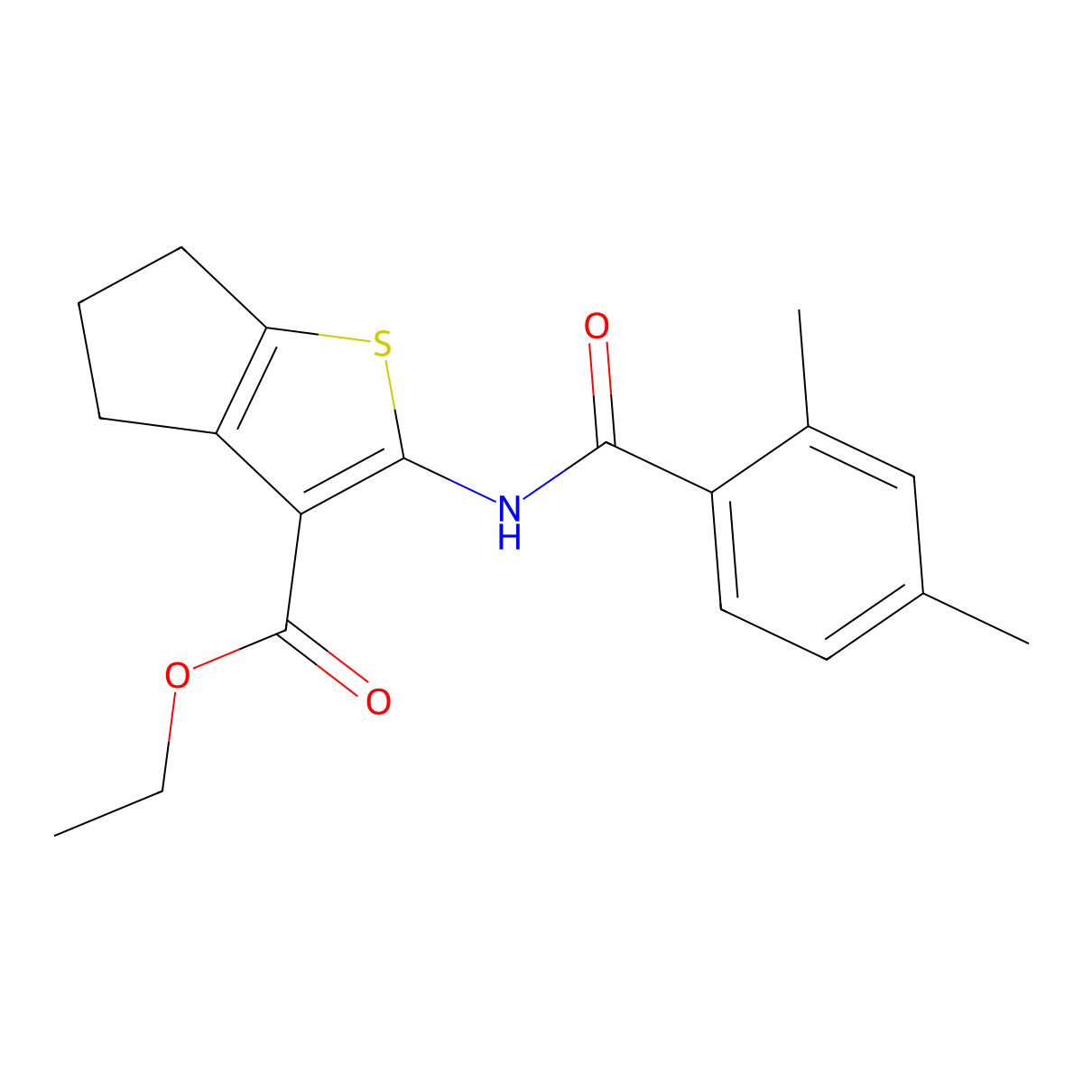 ethyl 2-(2,4-dimethylbenzamido)-5,6-dihydro-4H-cyclopenta[b]thiophene-3-carboxylate molecular structure, CAS 674361-92-3