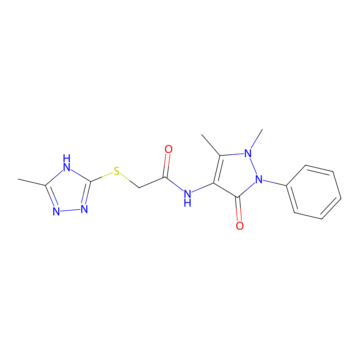 N-(1,5-dimethyl-3-oxo-2-phenyl-2,3-dihydro-1H-pyrazol-4-yl)-2-[(5-methyl-4H-1,2,4-triazol-3-yl)sulfanyl]acetamide molecular structure, CAS 674362-49-3