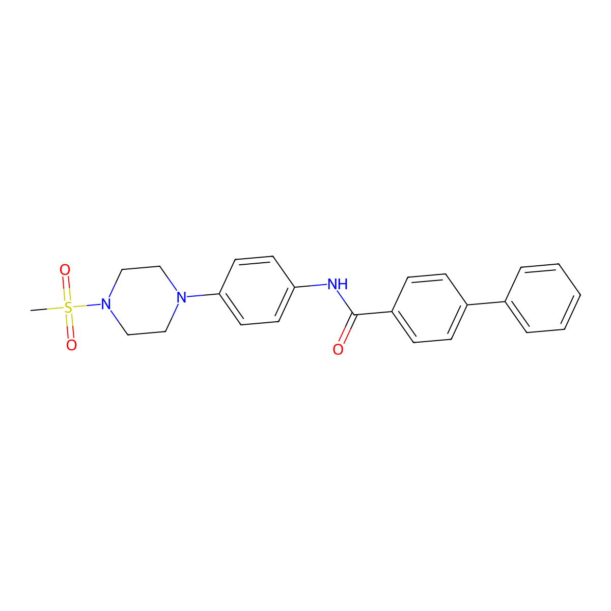 N-[4-(4-methylsulfonylpiperazin-1-yl)phenyl]-4-phenylbenzamide molecular structure, CAS 674363-42-9