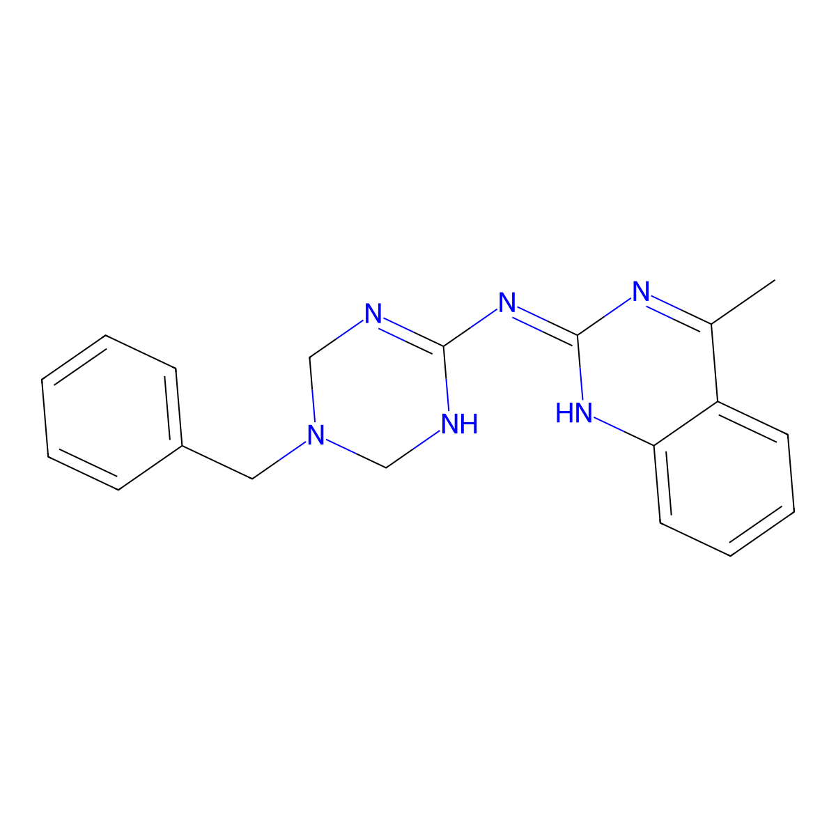 5-benzyl-N-[(2E)-4-methylquinazolin-2(1H)-ylidene]-1,4,5,6-tetrahydro-1,3,5-triazin-2-amine molecular structure, CAS 674363-69-0