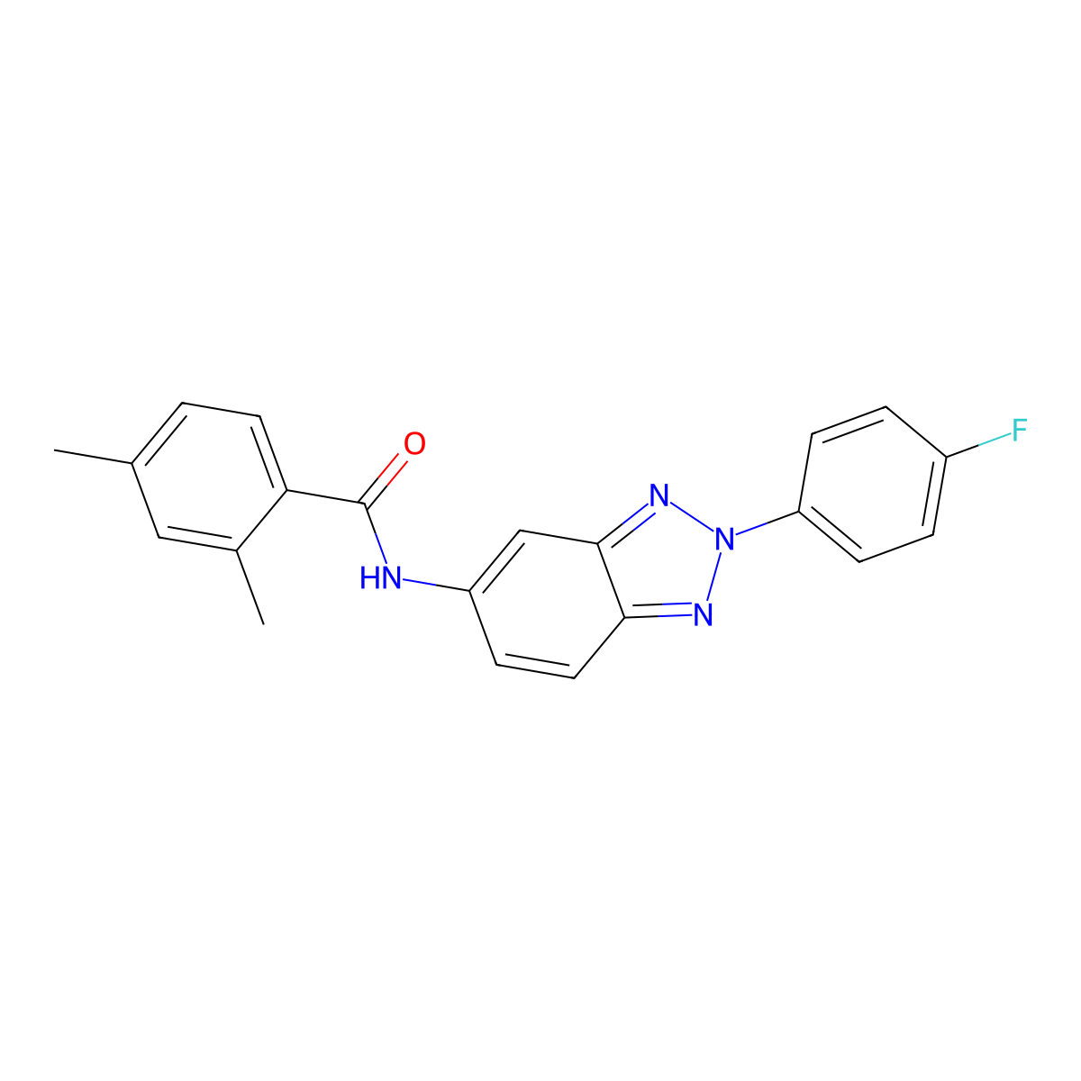 N-[2-(4-fluorophenyl)benzotriazol-5-yl]-2,4-dimethylbenzamide molecular structure, CAS 674363-70-3