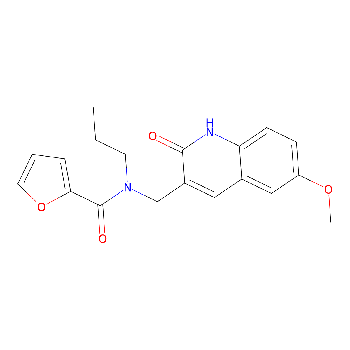 N-[(6-methoxy-2-oxo-1H-quinolin-3-yl)methyl]-N-propylfuran-2-carboxamide molecular structure, CAS 674364-03-5