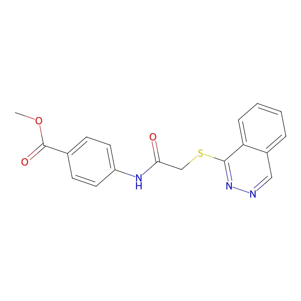 Benzoic acid, 4-[2-(phthalazin-1-ylsulfanyl)acetylamino]-, methyl ester molecular structure, CAS 674364-15-9