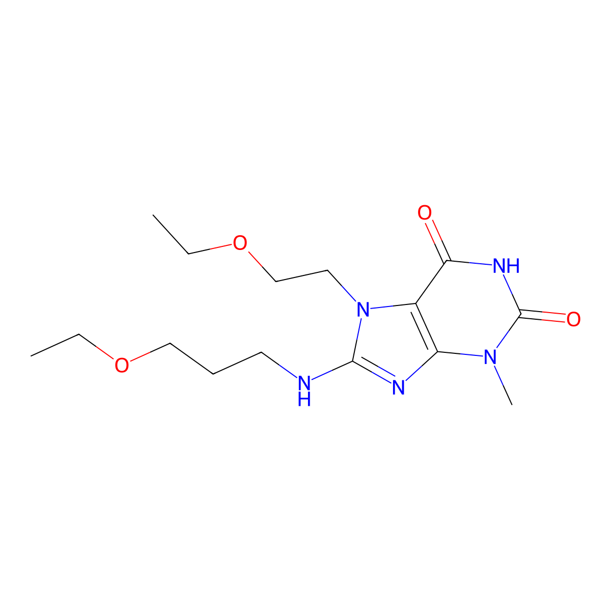 7-(2-Ethoxyethyl)-8-(3-ethoxypropylamino)-3-methylpurine-2,6-dione molecular structure, CAS 674364-81-9
