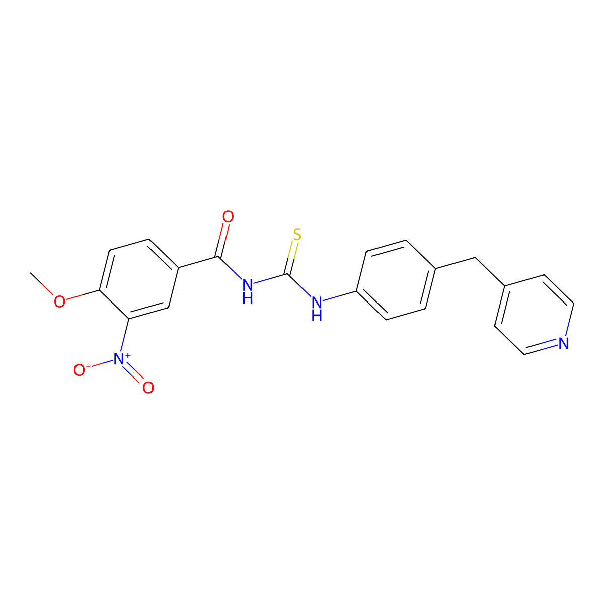 4-methoxy-3-nitro-N-[[4-(pyridin-4-ylmethyl)phenyl]carbamothioyl]benzamide molecular structure, CAS 674365-34-5