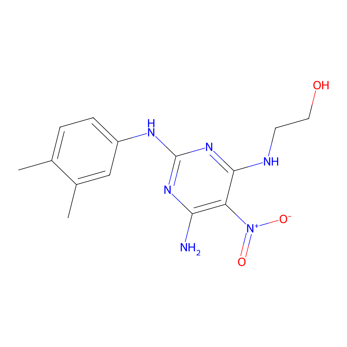 2-[[6-Amino-2-(3,4-dimethylanilino)-5-nitropyrimidin-4-yl]amino]ethanol molecular structure, CAS 674366-11-1