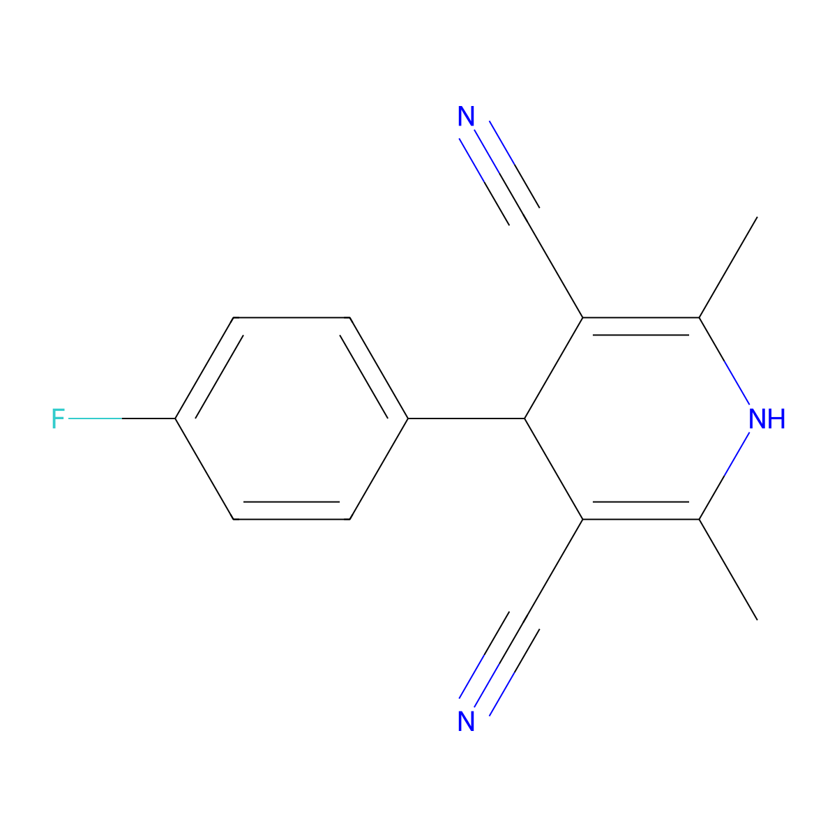 4-(4-Fluorophenyl)-2,6-dimethyl-1,4-dihydropyridine-3,5-dicarbonitrile molecular structure, CAS 67439-00-3