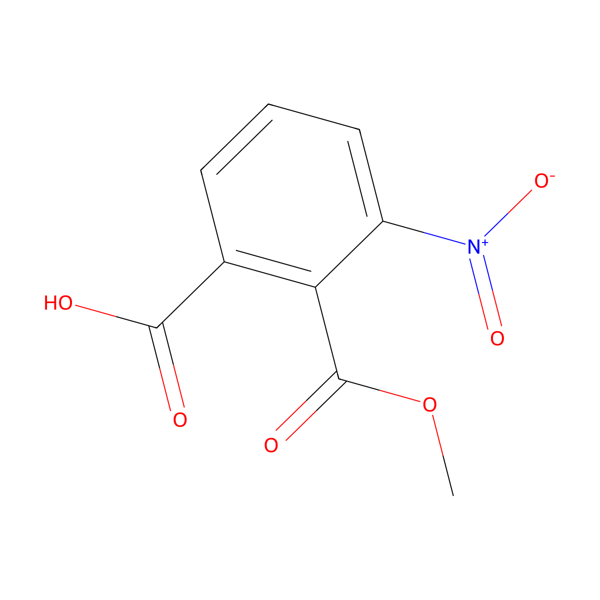 2-(Methoxycarbonyl)-3-nitrobenzoic acid molecular structure, CAS 6744-85-0
