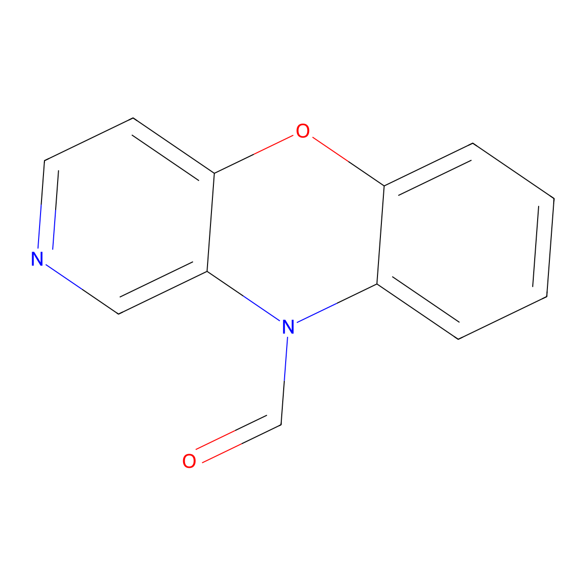 10H-Benzo[b]pyrido[3,4-e][1,4]oxazine-10-carbaldehyde molecular structure, CAS 67443-36-1