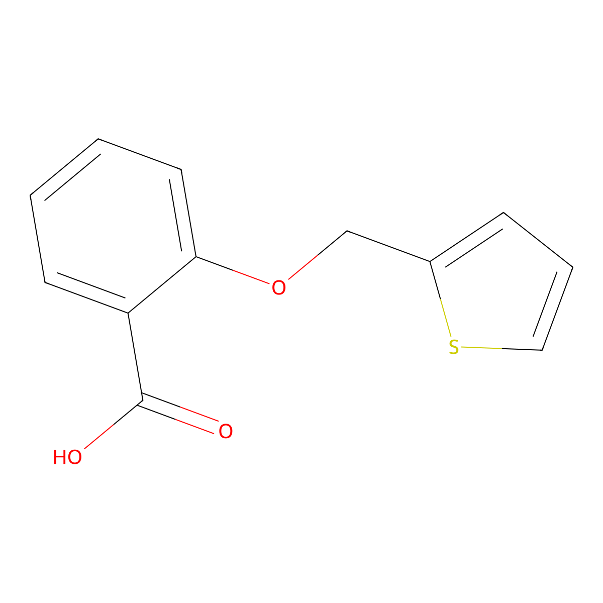 2-((Thiophen-2-yl)methoxy)benzoic acid molecular structure, CAS 67443-52-1
