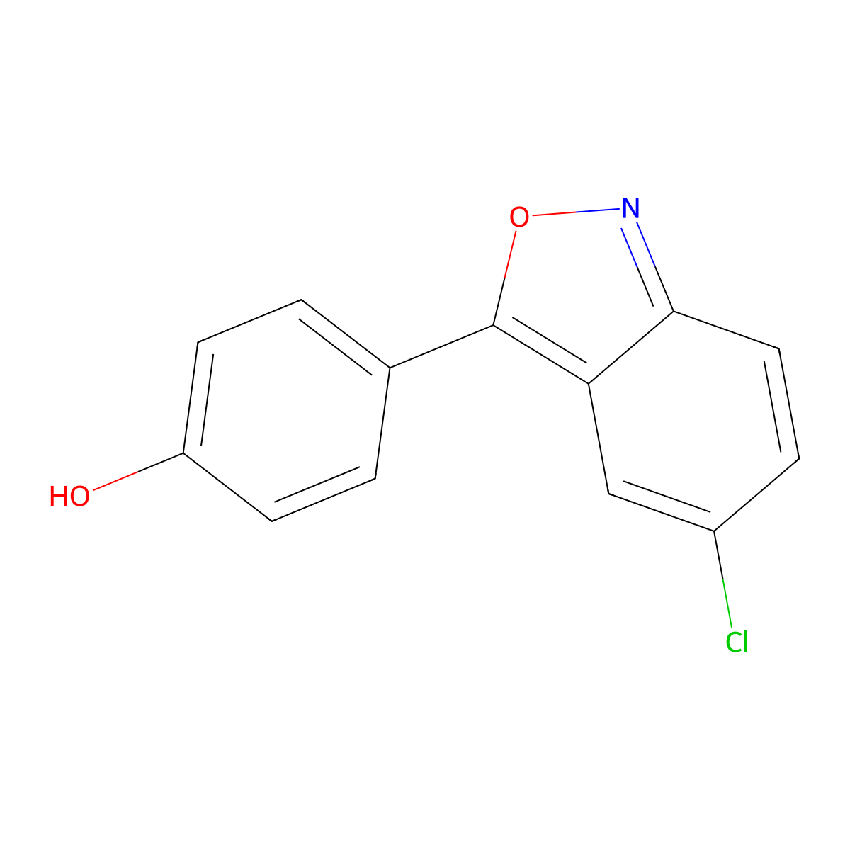 5-Chloro-3-(4-hydroxyphenyl)-2,1-benzisoxazole molecular structure, CAS 67445-85-6