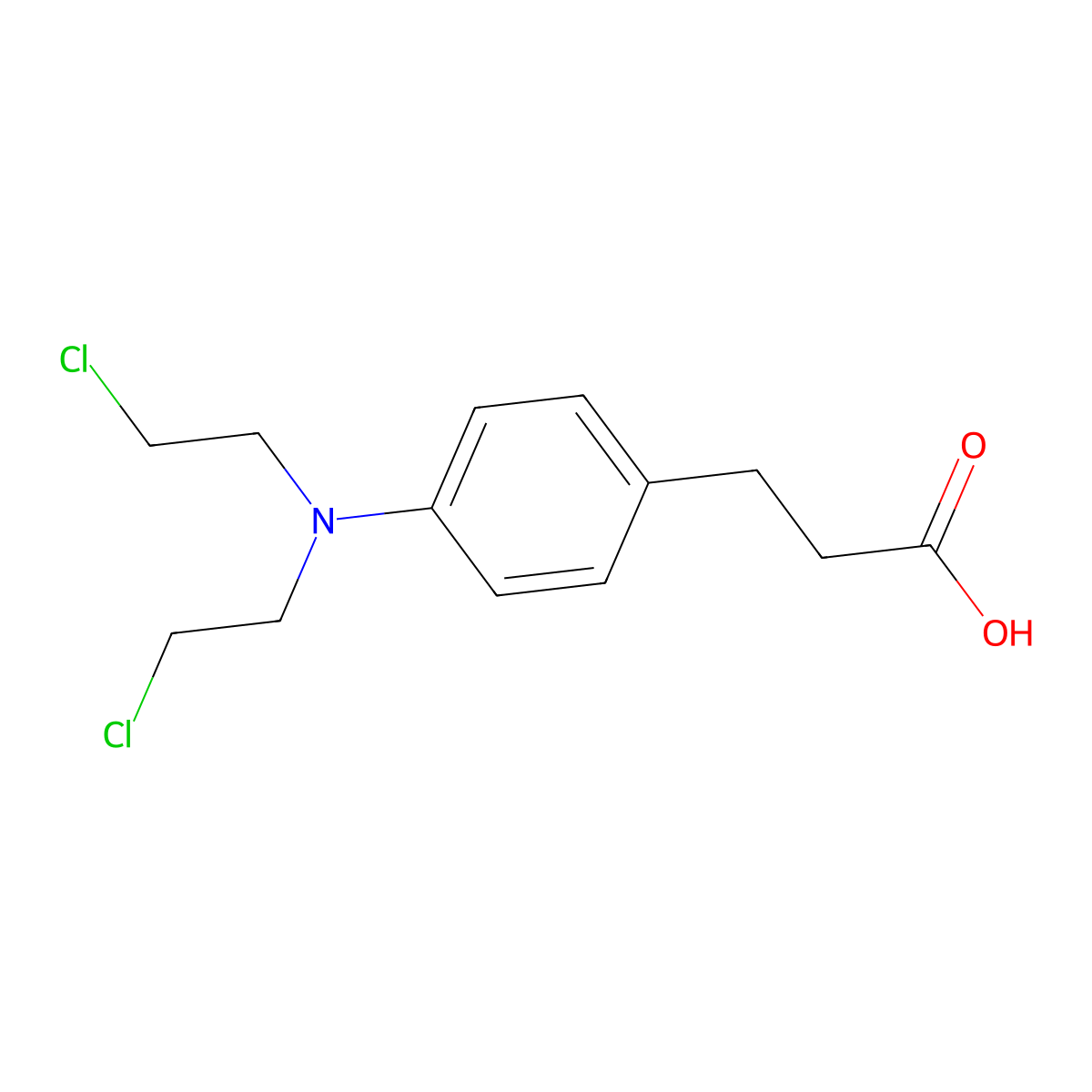 4-(Bis(2-chloroethyl)amino)benzenepropanoic acid molecular structure, CAS 6746-11-8