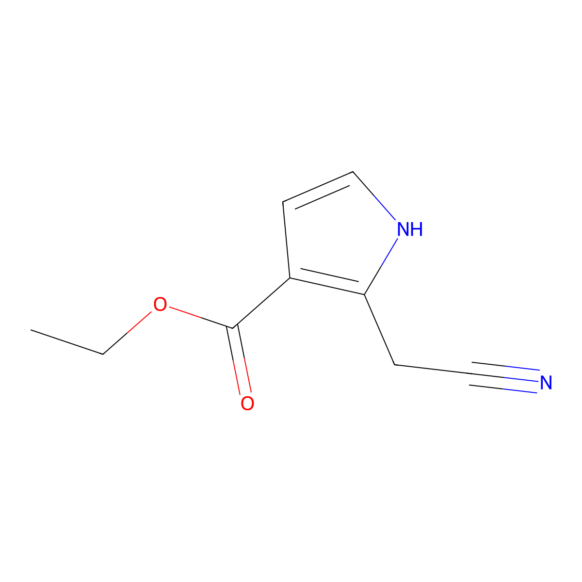 ethyl 2-(cyanomethyl)-1H-pyrrole-3-carboxylate molecular structure, CAS 67464-81-7