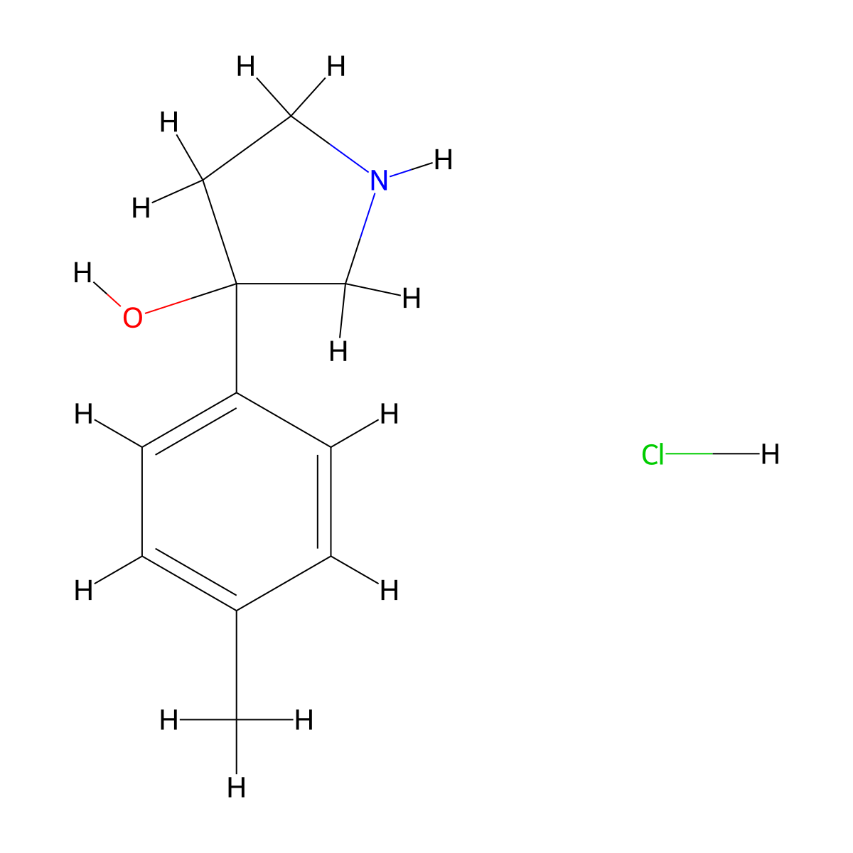 3-(4-Methylphenyl)pyrrolidin-3-ol hydrochloride molecular structure, CAS 67465-16-1