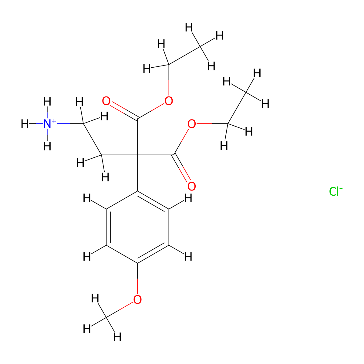 Malonic acid, (2-aminoethyl)(p-methoxyphenyl)-, diethyl ester, hydrochloride molecular structure, CAS 67465-32-1