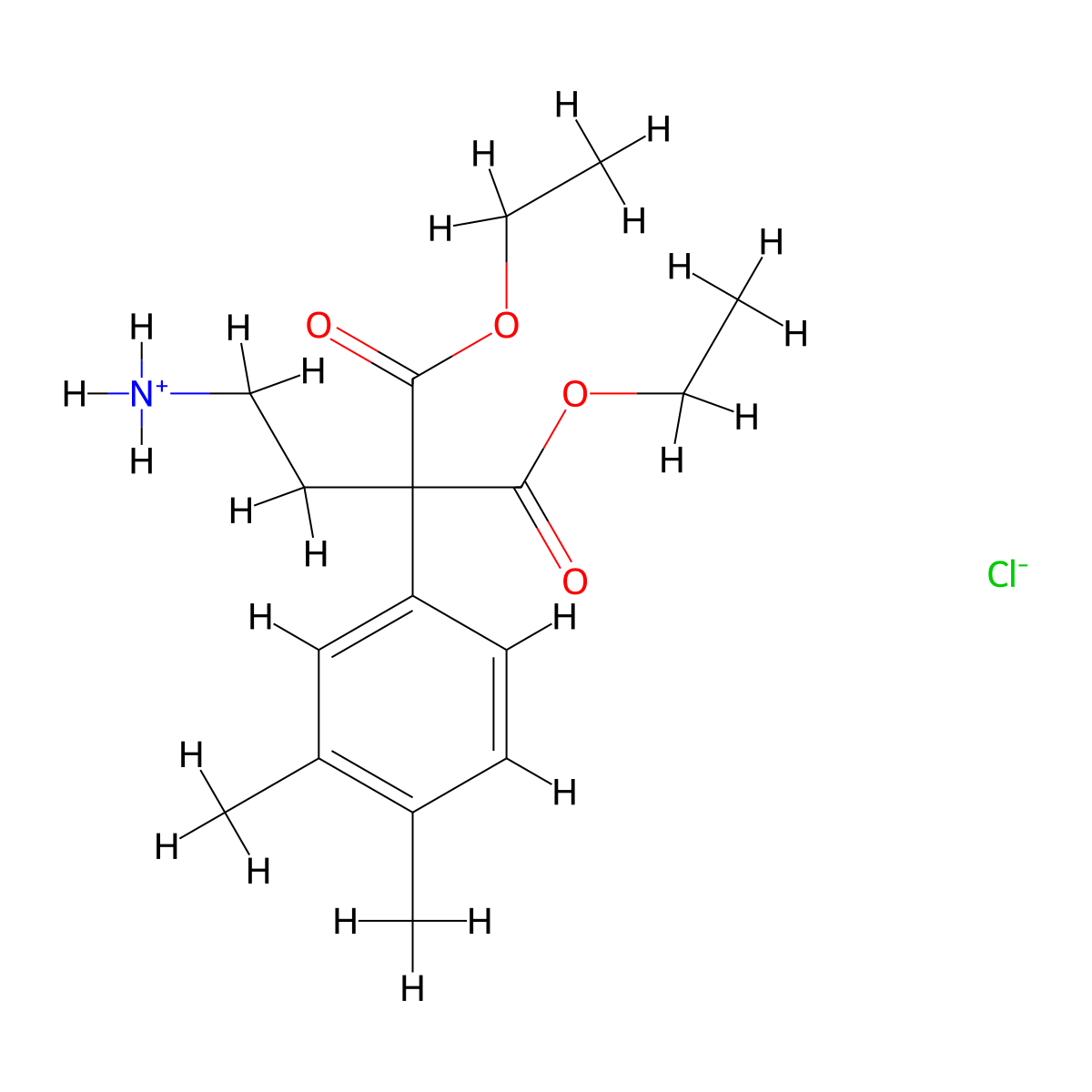 Diethyl (2-aminoethyl)(3,4-dimethylphenyl)propanedioate--hydrogen chloride (1/1) molecular structure, CAS 67465-35-4