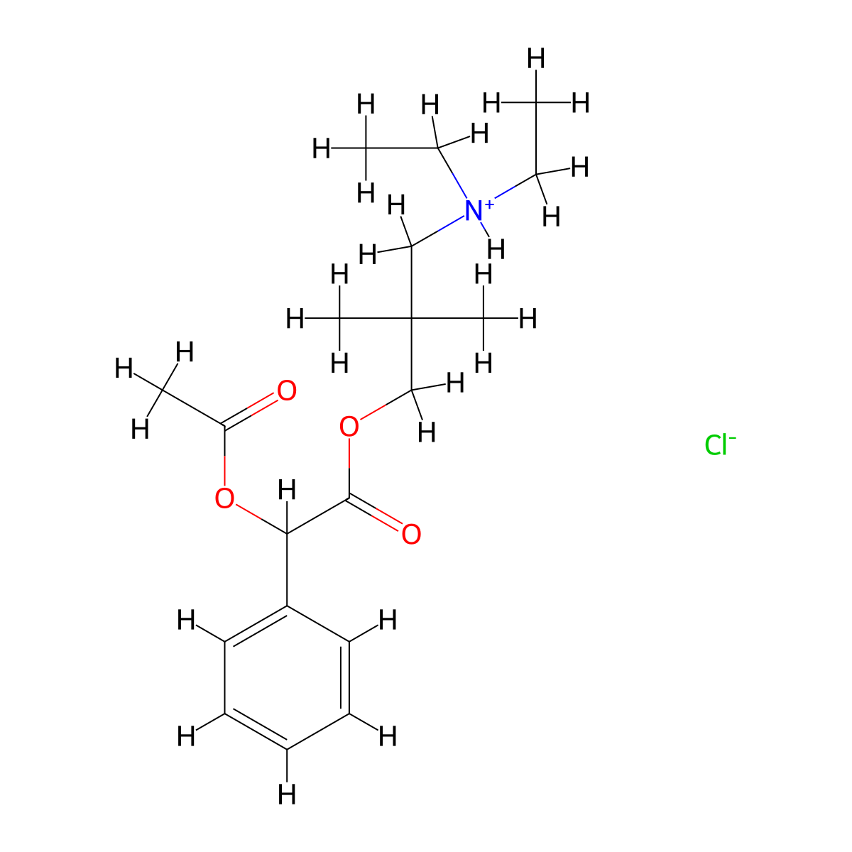 Mandelic acid, 3-(diethylamino)-2,2-dimethylpropyl ester, acetate, hydrochloride molecular structure, CAS 67465-37-6