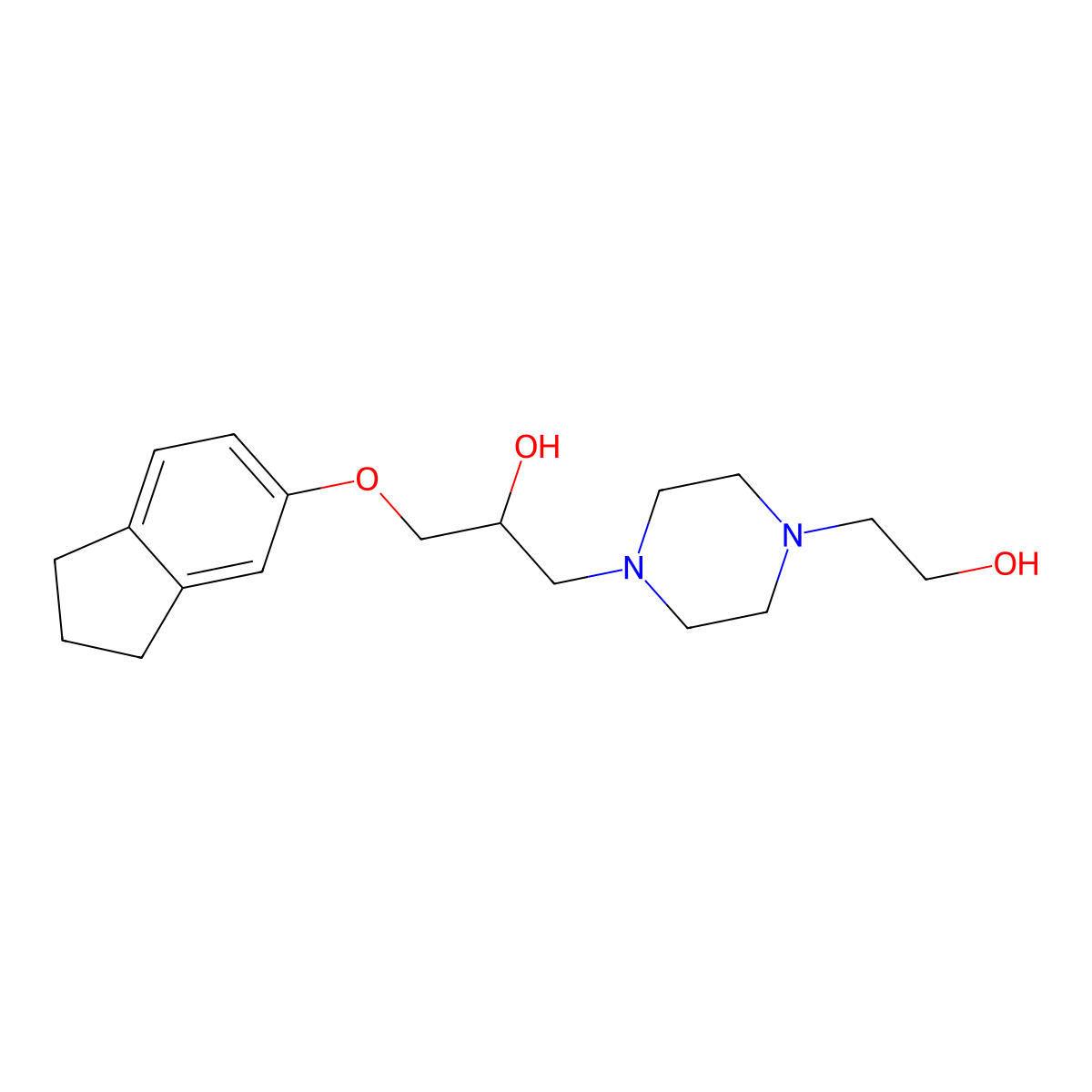 1-(4-(2-Hydroxyethyl)piperazinyl)-3-(5-indanyloxy)-2-propanol molecular structure, CAS 67465-86-5