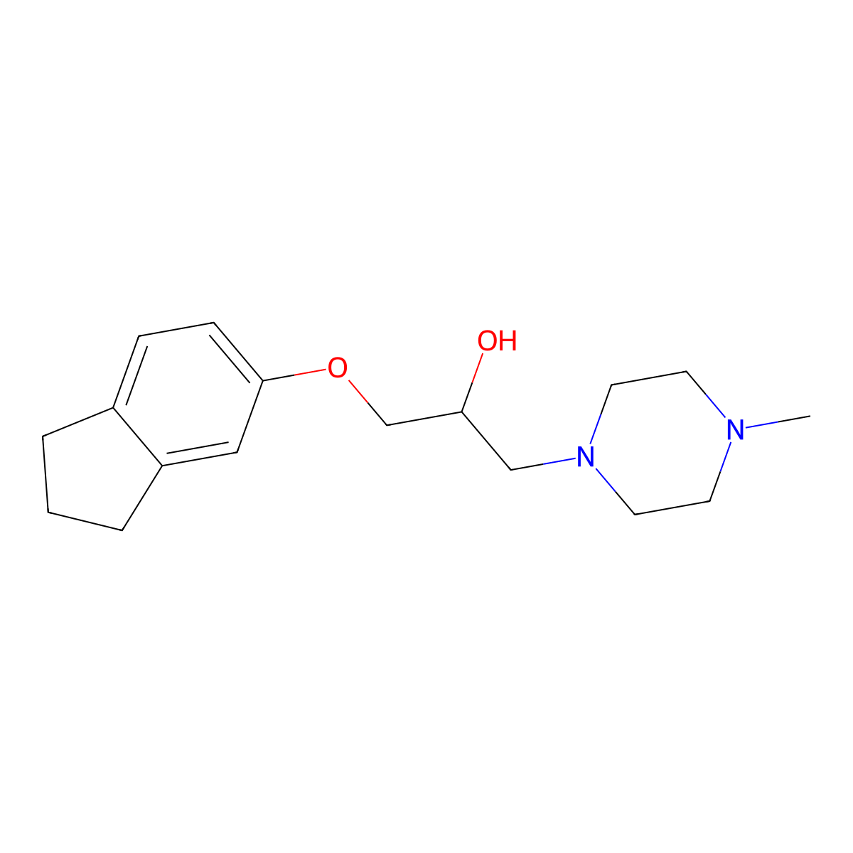 1-(5-Indanyloxy)-3-(4-methylpiperazinyl)-2-propanol molecular structure, CAS 67465-89-8