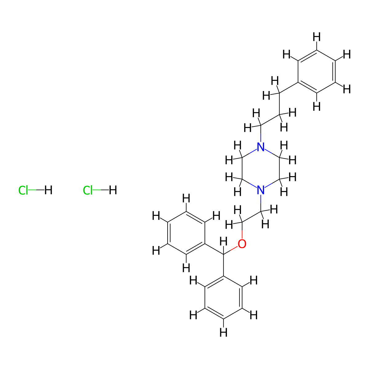 1-[2-(Benzhydryloxy)ethyl]-4-(3-phenylpropyl)piperazine dihydrochloride molecular structure, CAS 67469-81-2