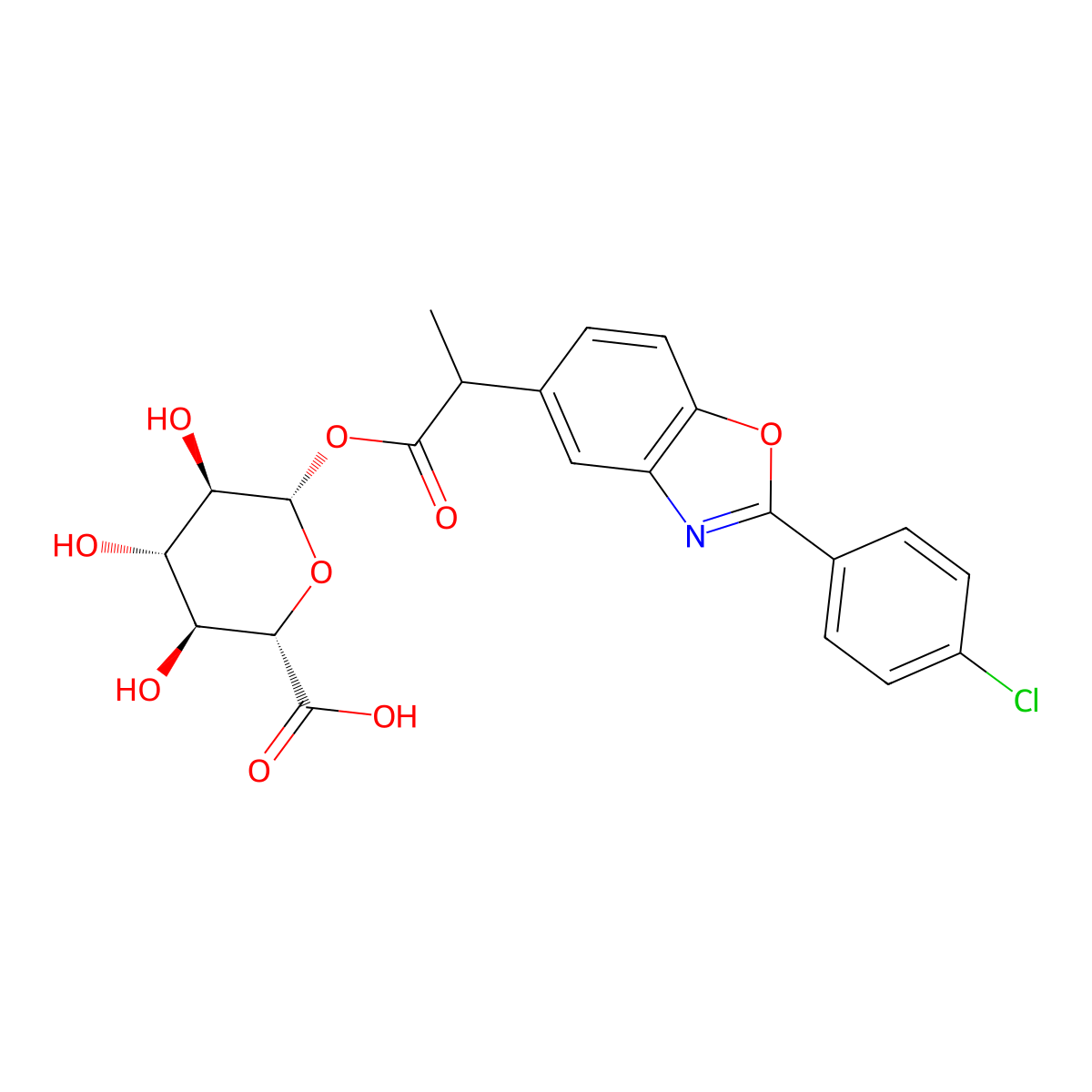 Benoxaprofen glucuronide molecular structure, CAS 67472-42-8